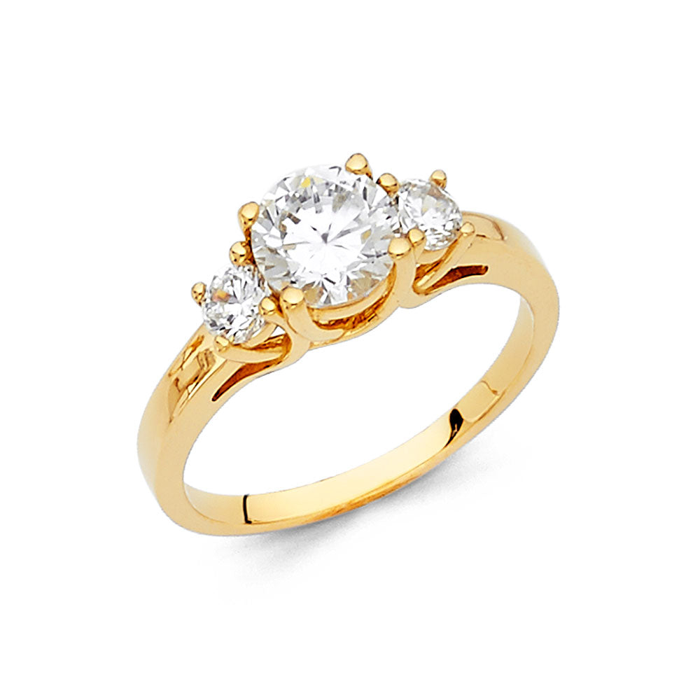 14K Yellow Gold CZ Engagement Ring - RG1267