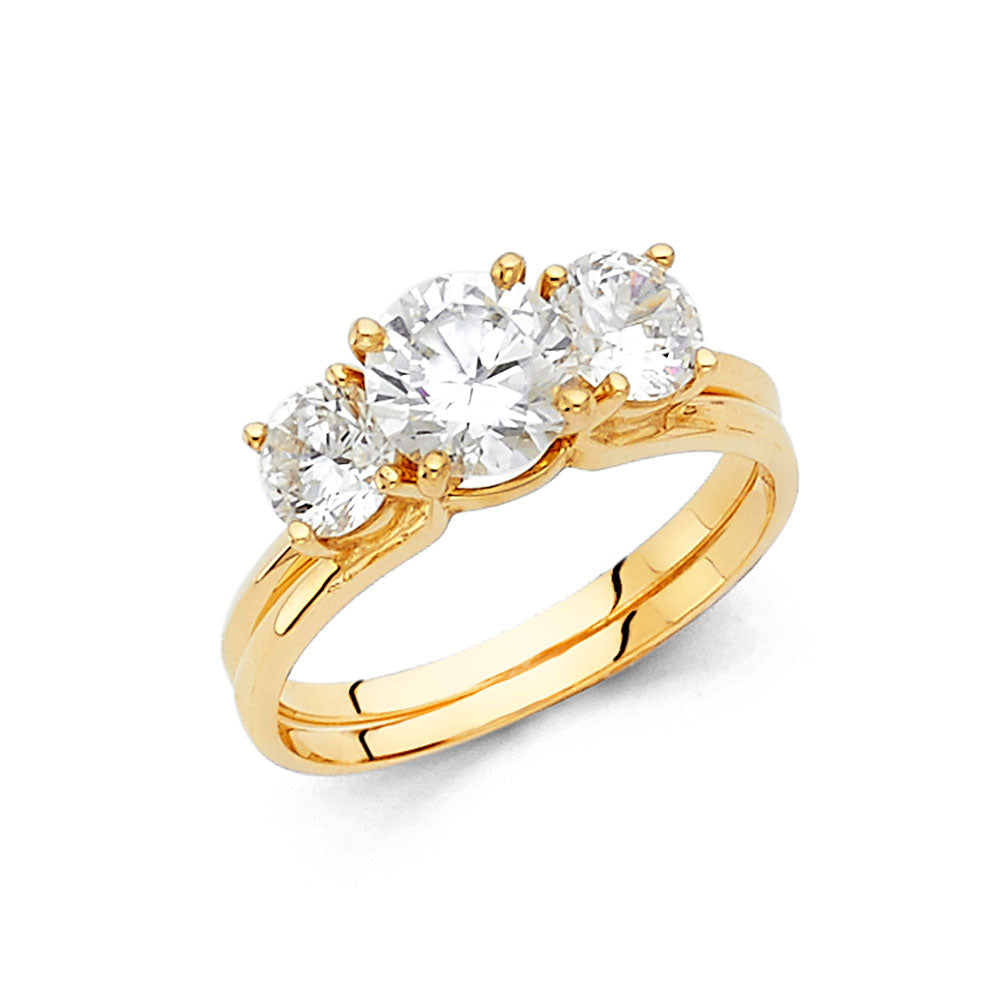 14K Yellow Gold CZ Engagement Ring - RG1269
