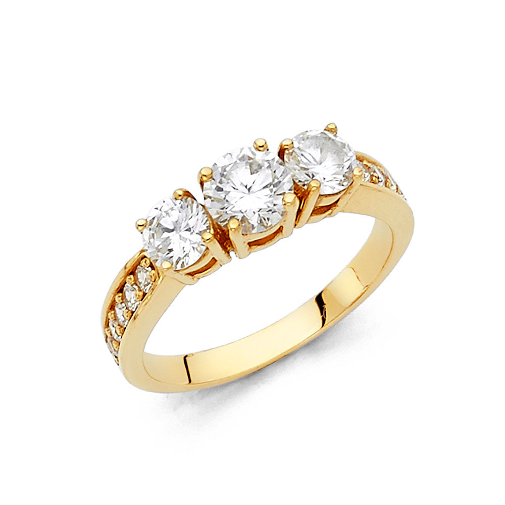 14K Yellow Gold CZ Engagement Ring - RG1271