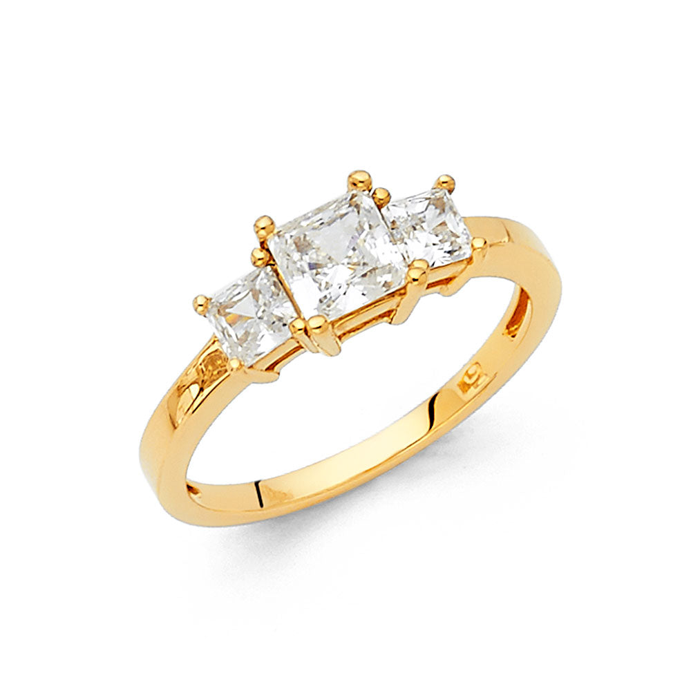 14K Yellow Gold CZ Engagement Ring - RG1275