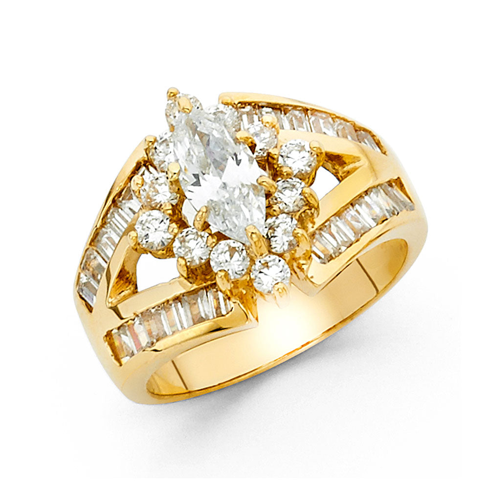 14K Yellow Gold CZ Engagement Ring - RG1280