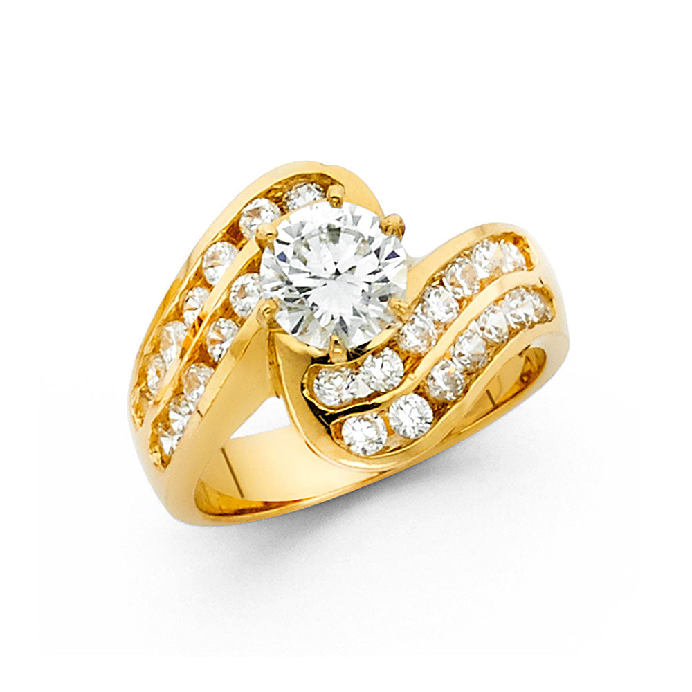 14K Yellow Gold CZ Engagement Ring - RG1281