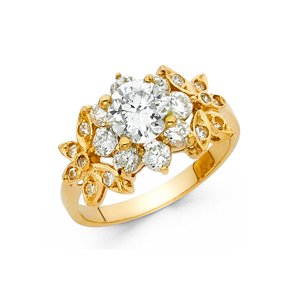 14K Yellow Gold CZ Engagement Ring - RG1282