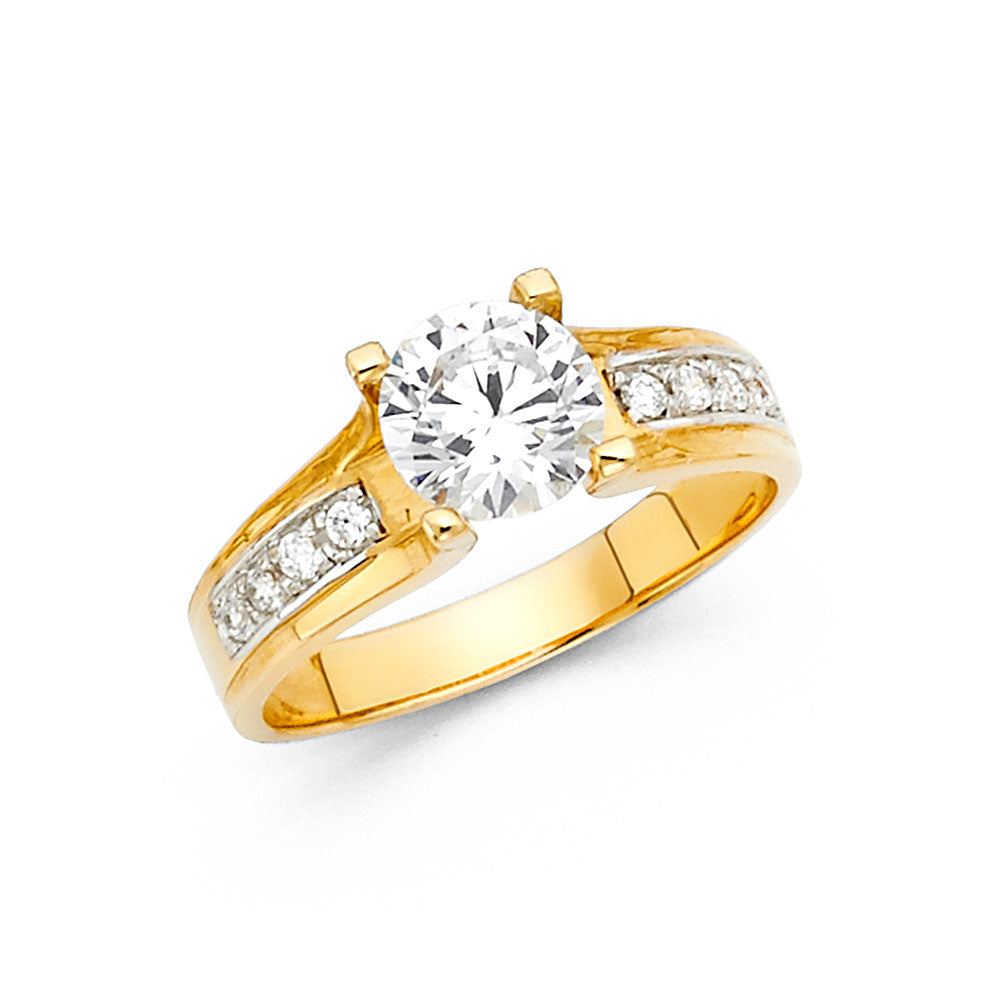 14K Yellow Gold CZ Engagement Ring - RG1293
