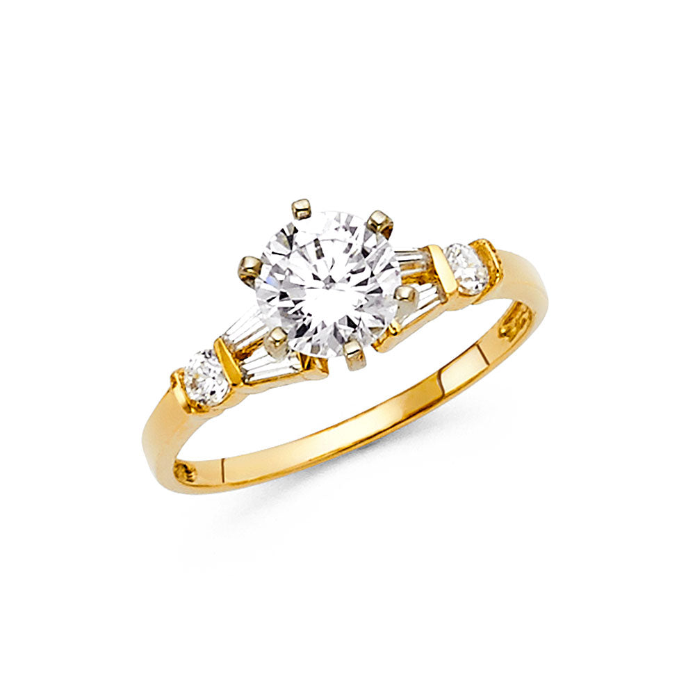 14K Yellow Gold CZ Engagement Ring - RG1300