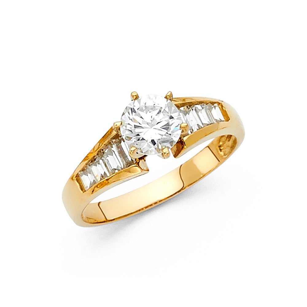 14K Yellow Gold CZ Engagement Ring - RG1302