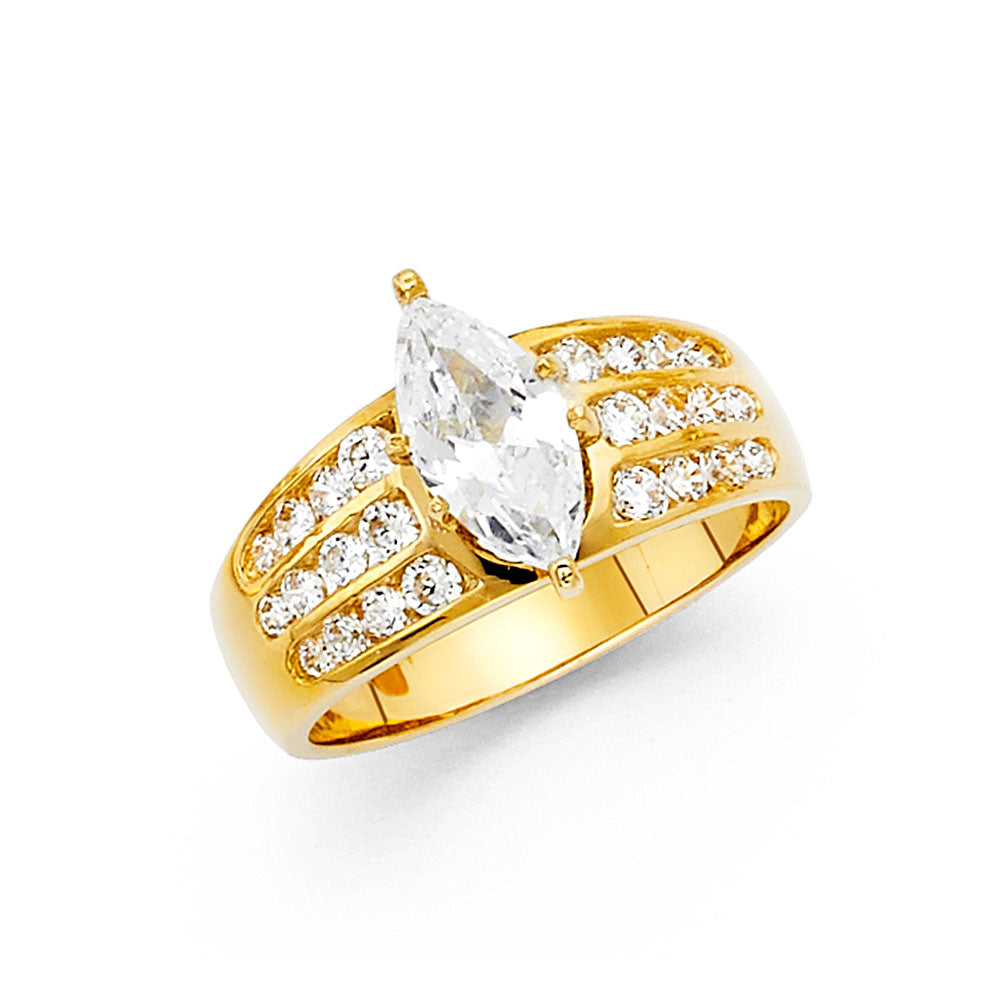 14K Yellow Gold CZ Engagement Ring - RG1315
