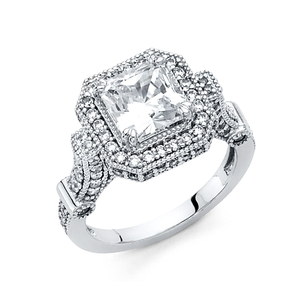 14K Yellow Gold CZ Engagement Ring - RG1329