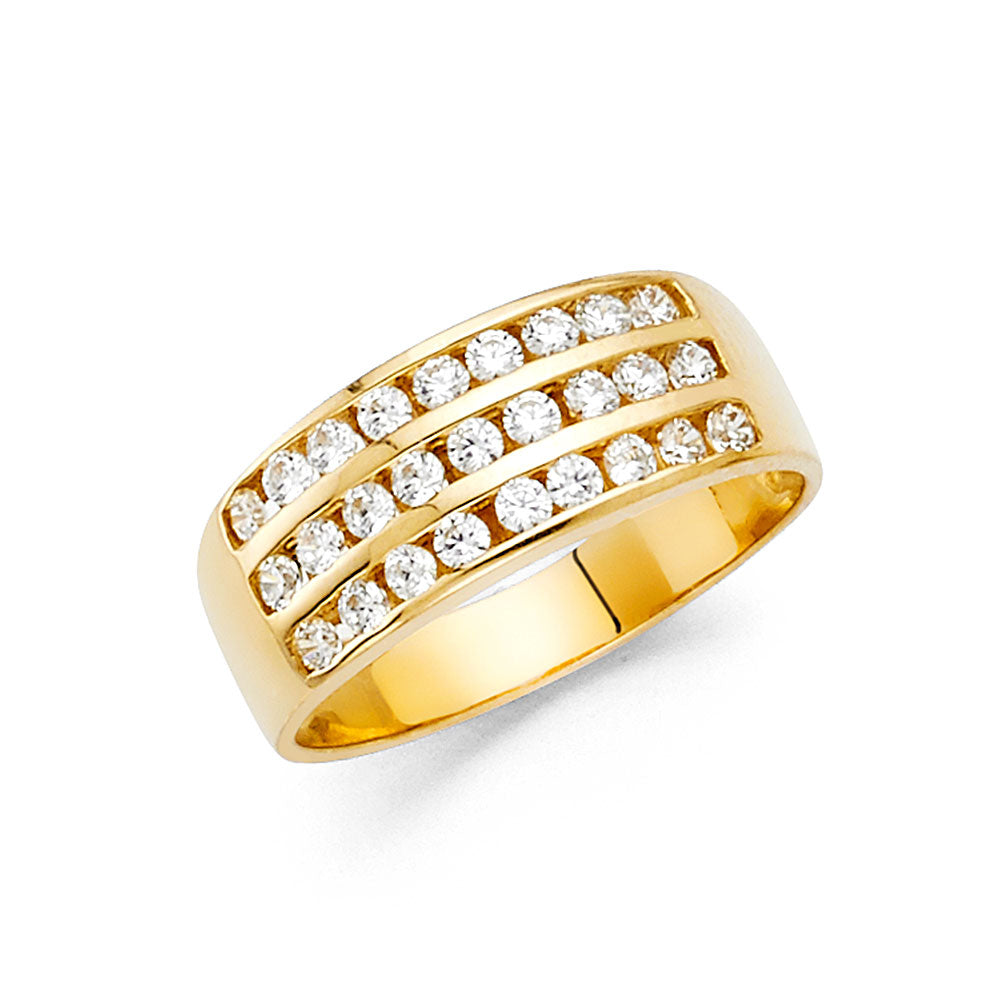 14K Yellow Gold CZ Wedding & Eternity Band - RG1378