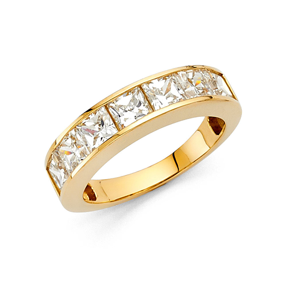 14K Yellow Gold CZ Wedding & Eternity Band - RG1384