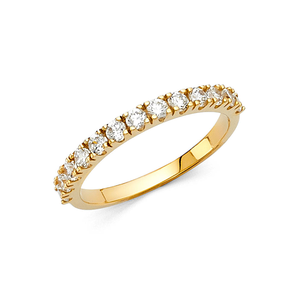 14K Yellow Gold CZ Wedding & Eternity Band - RG1386