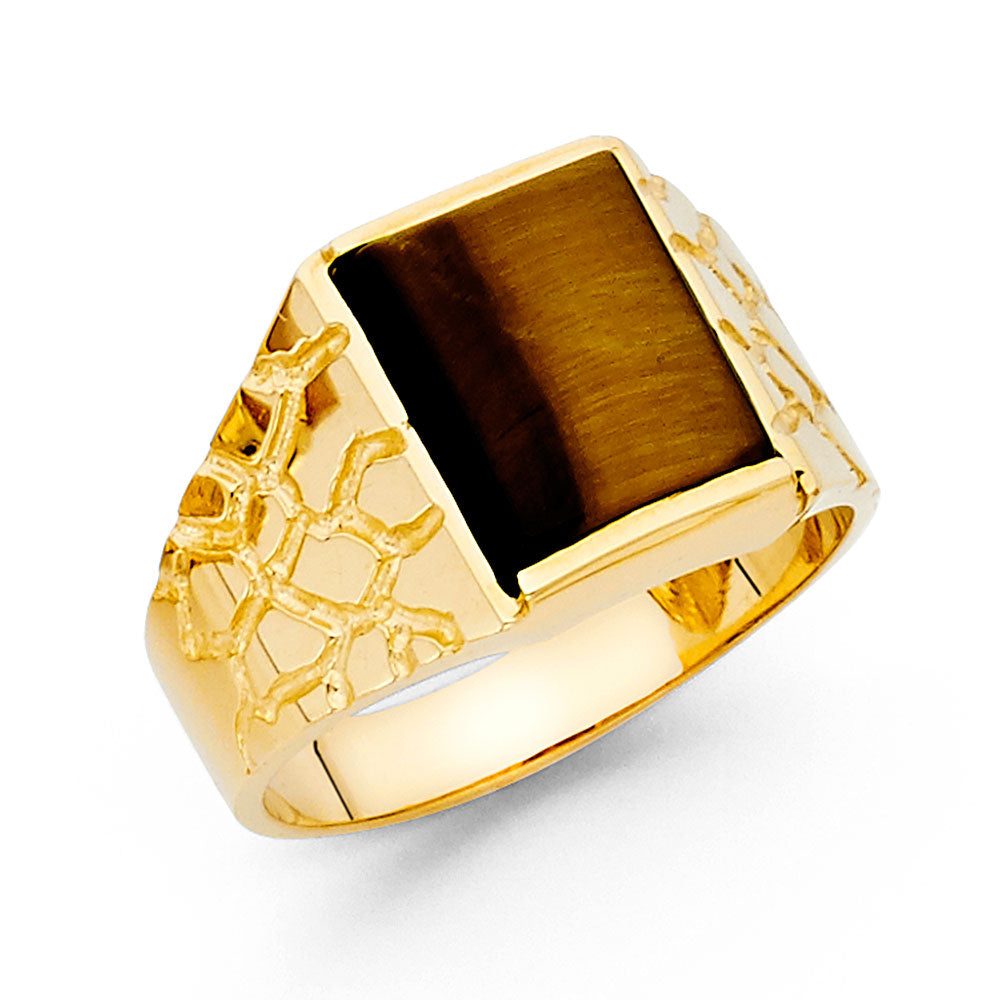 14K Yellow Gold Men's, Signet & Nugget Ring - RG1578