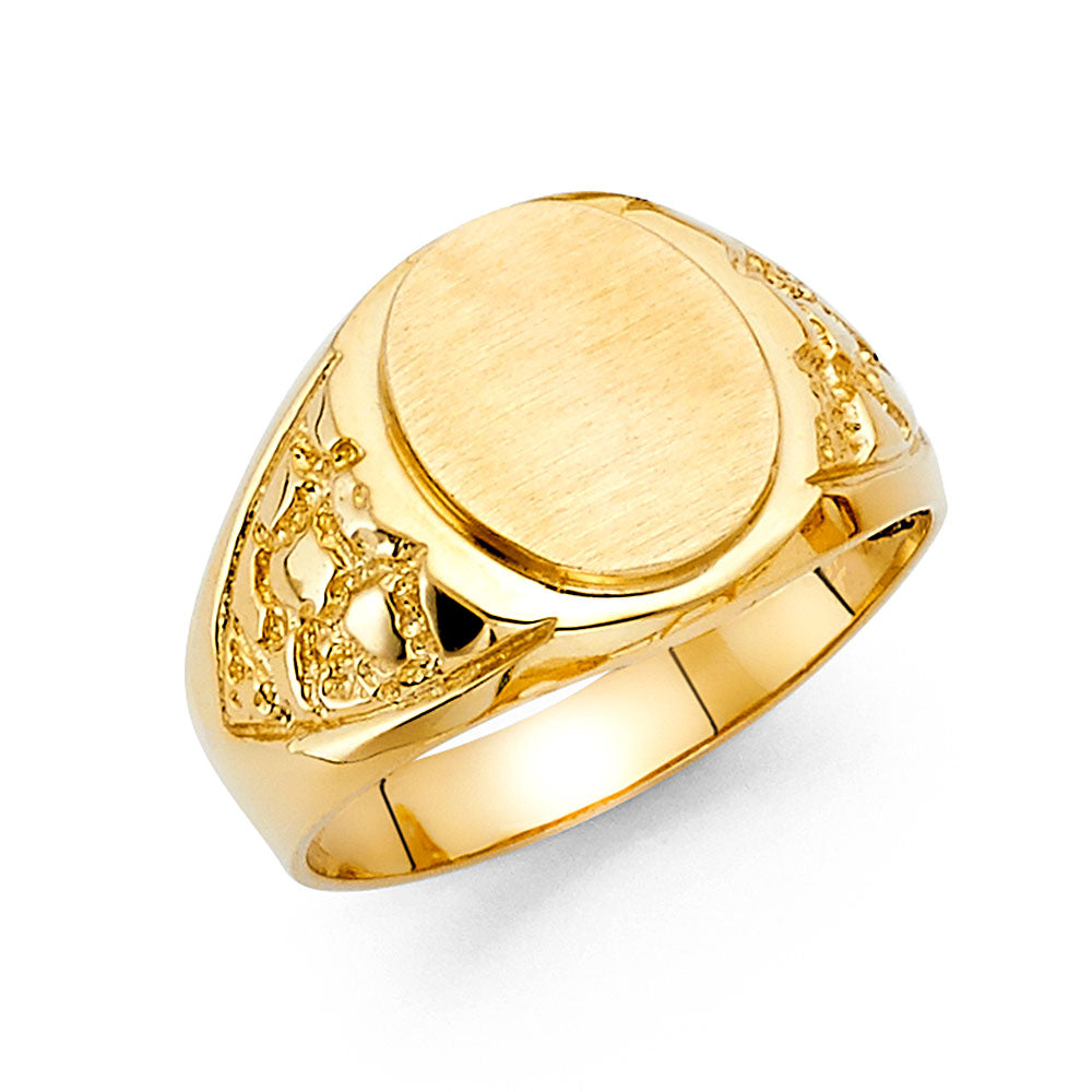 14K Yellow Gold Men's, Signet & Nugget Ring - RG1645