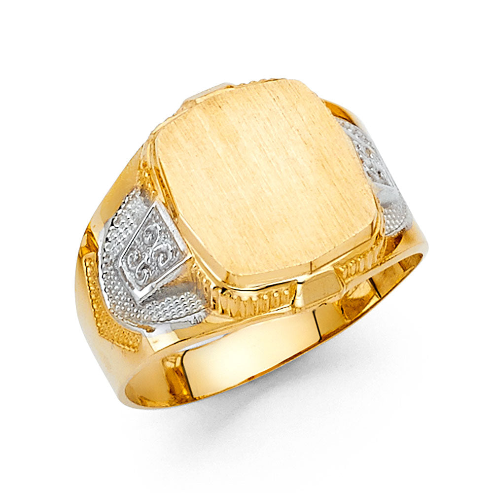 14K Yellow Gold Men's, Signet & Nugget Ring - RG1646