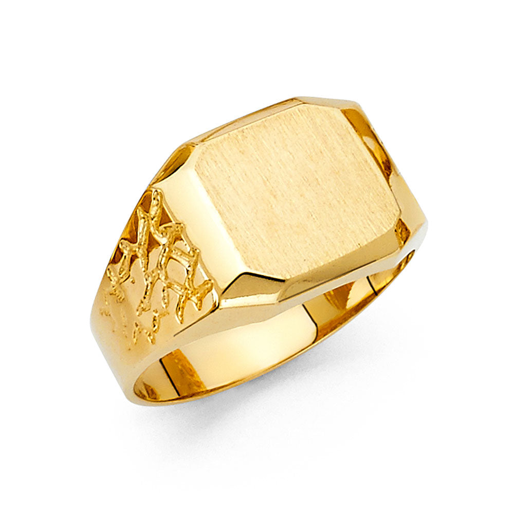 14K Yellow Gold Men's, Signet & Nugget Ring - RG1648