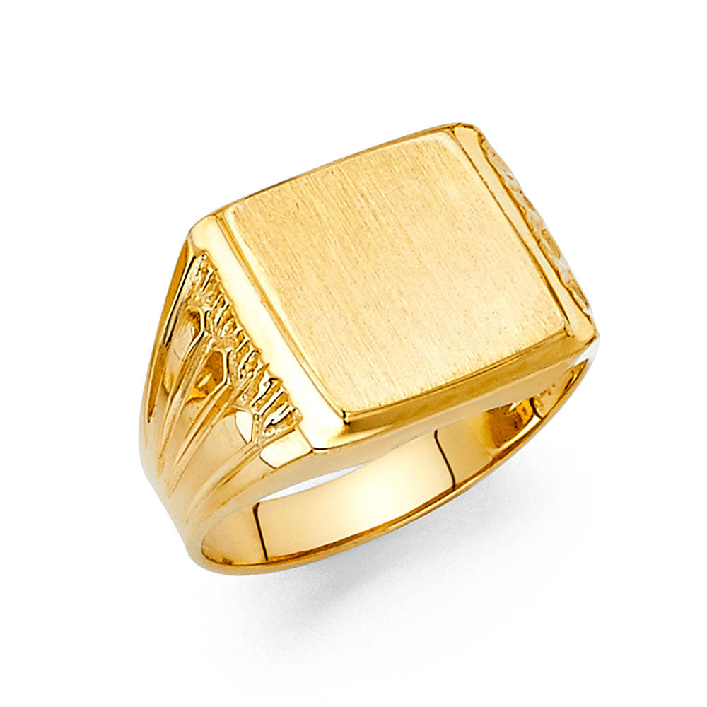 14K Yellow Gold Men's, Signet & Nugget Ring - RG1651