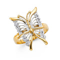 14K Yellow Gold Butterfly, Animal & Lucky Ring - RG1716