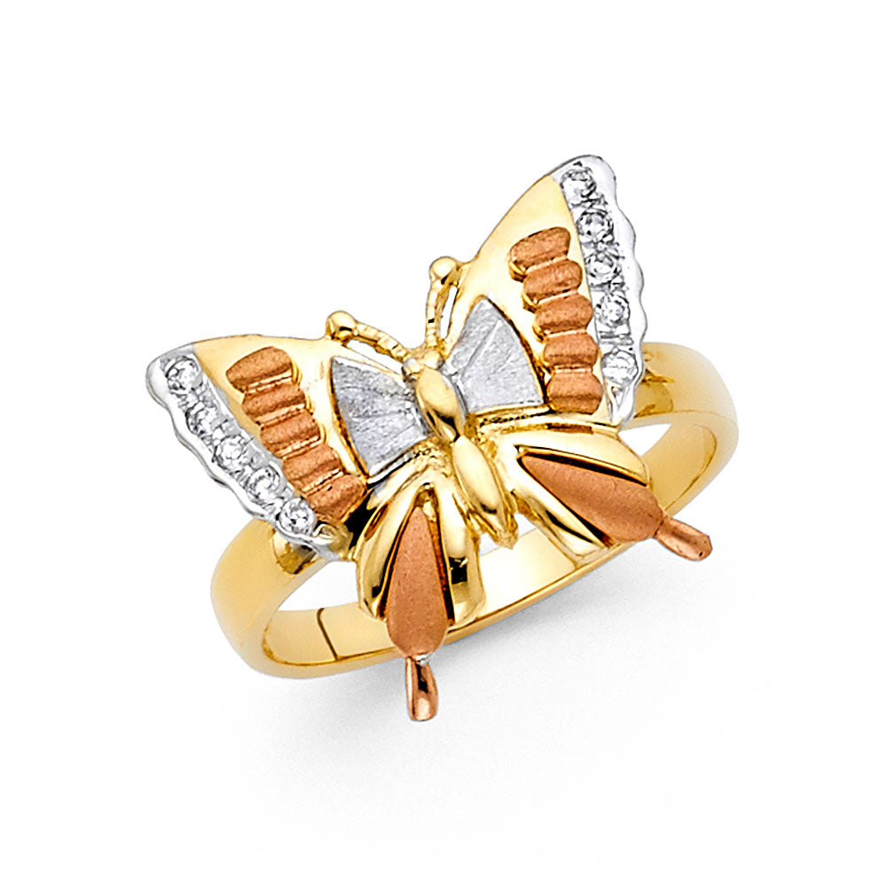 14K Yellow Gold Butterfly, Animal & Lucky Ring - RG1717