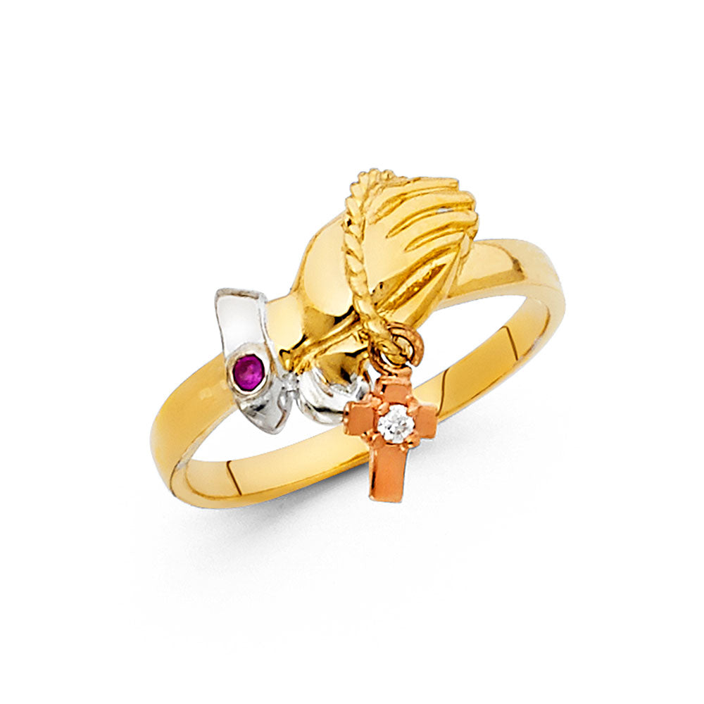 14K Yellow Gold Religious, 15 Años & Crown Ring - RG1737