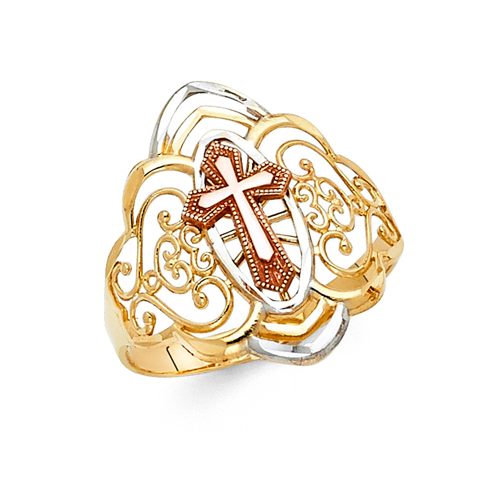 14K Yellow Gold Religious, 15 Años & Crown Ring - RG1802