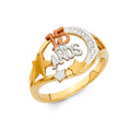 14K Yellow Gold Religious, 15 Años & Crown Ring - RG1865
