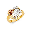 14K Yellow Gold Religious, 15 Años & Crown Ring - RG1871