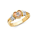 14K Yellow Gold Religious, 15 Años & Crown Ring - RG1880