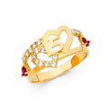 14K Yellow Gold Religious, 15 Años & Crown Ring - RG1896