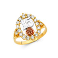 14K Yellow Gold Religious, 15 Años & Crown Ring - RG1902