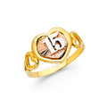 14K Yellow Gold Religious, 15 Años & Crown Ring - RG1903