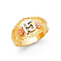 14K Yellow Gold Religious, 15 Años & Crown Ring - RG1904