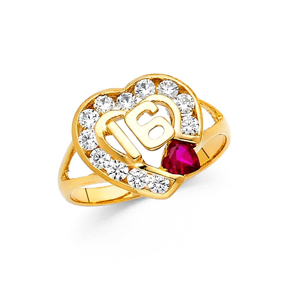 14K Yellow Gold Religious, 15 Años & Crown Ring - RG1910