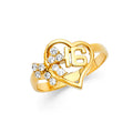 14K Yellow Gold Religious, 15 Años & Crown Ring - RG1912