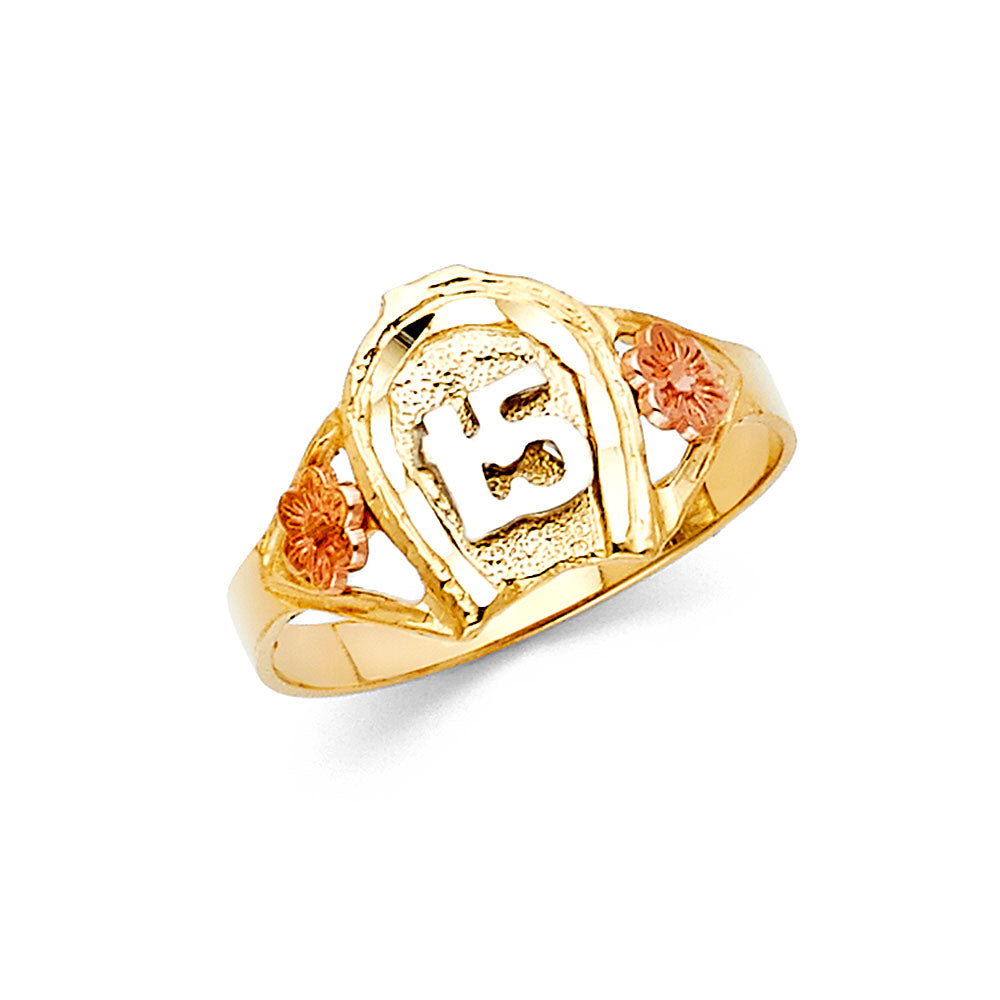 14K Yellow Gold Religious, 15 Años & Crown Ring - RG1937