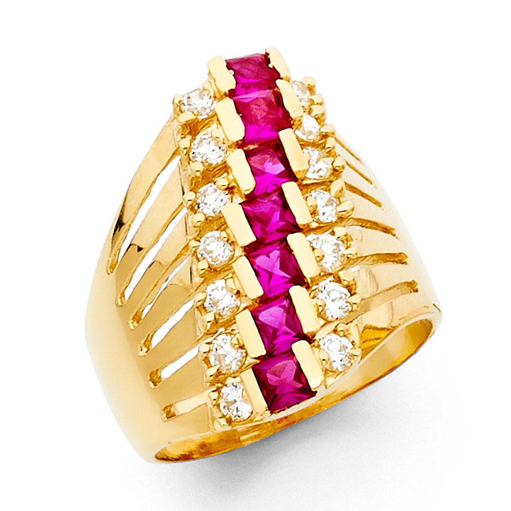 14K Yellow Gold Fancy CZ & Mother's Ring - RG1951