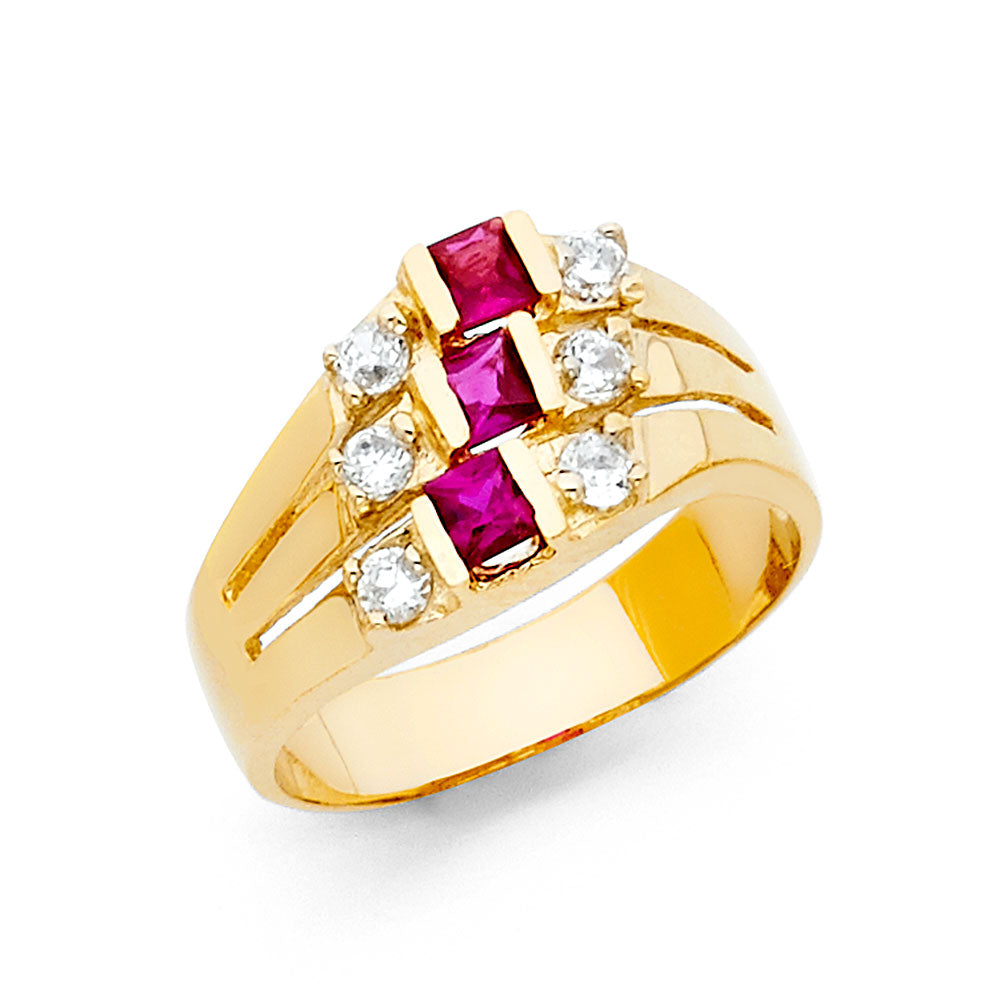 14K Yellow Gold Fancy CZ & Mother's Ring - RG1953
