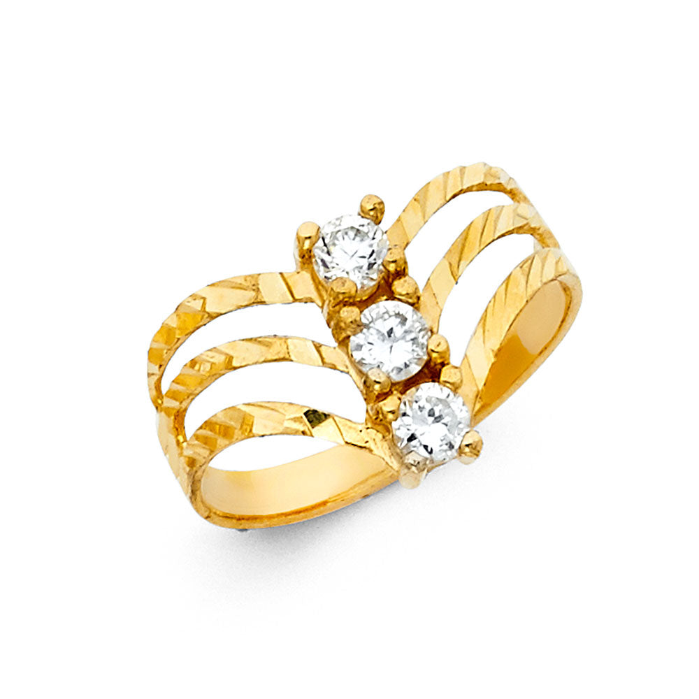 14K Yellow Gold Fancy CZ & Mother's Ring - RG1955