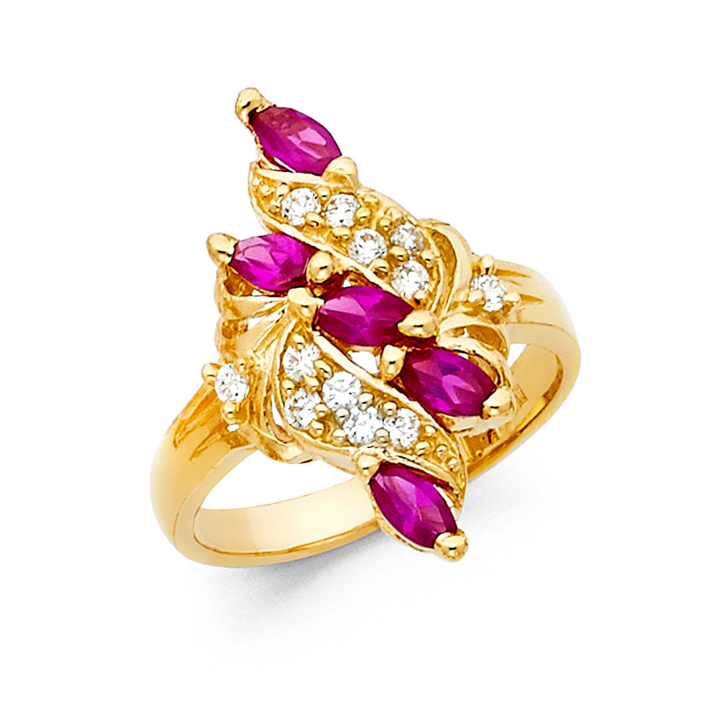 14K Yellow Gold Fancy CZ & Mother's Ring - RG1960