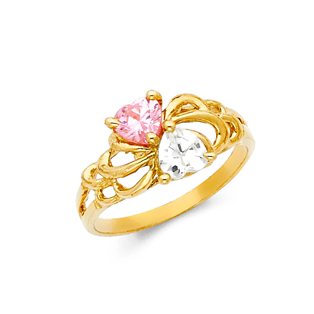 14K Yellow Gold Fancy CZ & Mother's Ring - RG1964