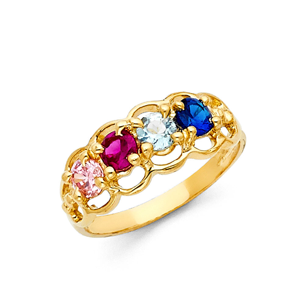 14K Yellow Gold Fancy CZ & Mother's Ring - RG1969