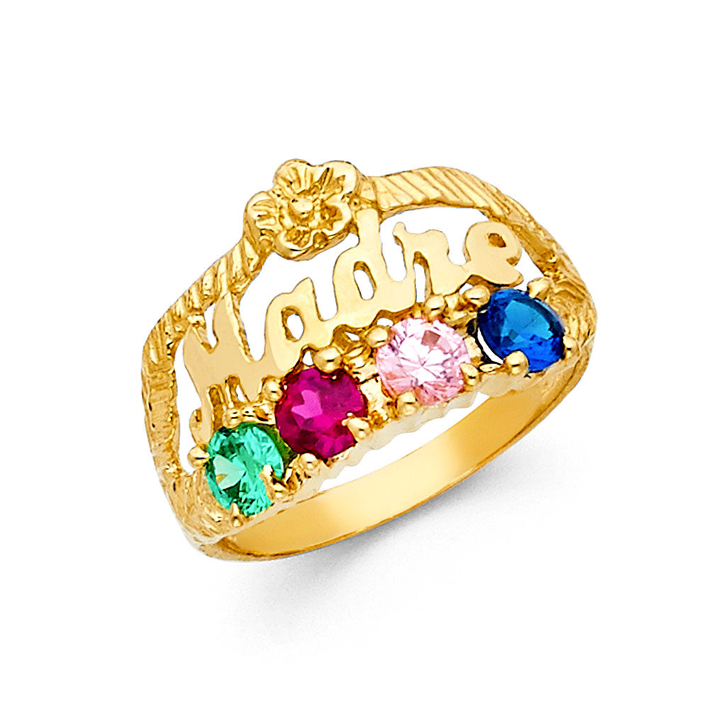 14K Yellow Gold Fancy CZ & Mother's Ring - RG1970
