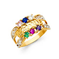 14K Yellow Gold Fancy CZ & Mother's Ring - RG1971