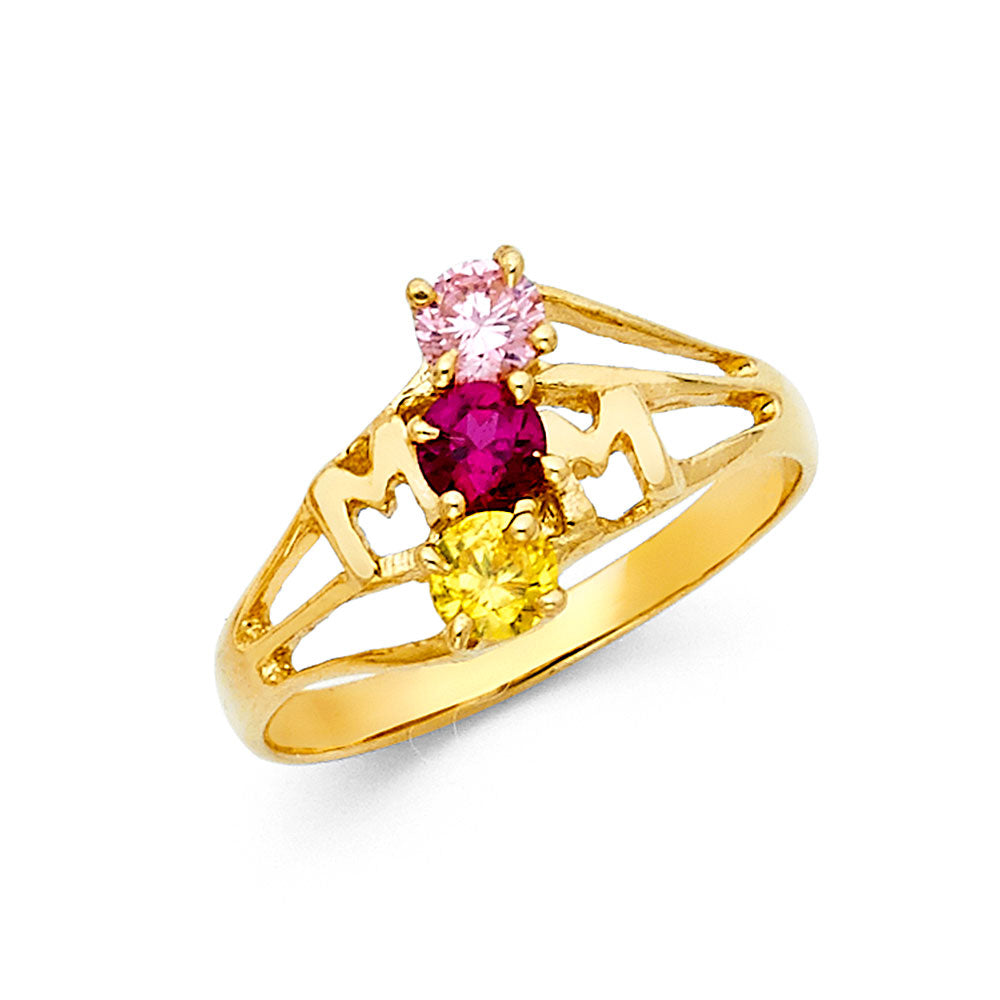 14K Yellow Gold Fancy CZ & Mother's Ring - RG1974