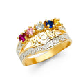 14K Yellow Gold Fancy CZ & Mother's Ring - RG1975