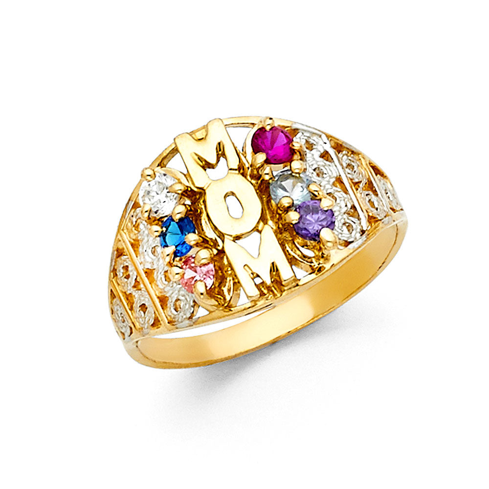 14K Yellow Gold Fancy CZ & Mother's Ring - RG1976