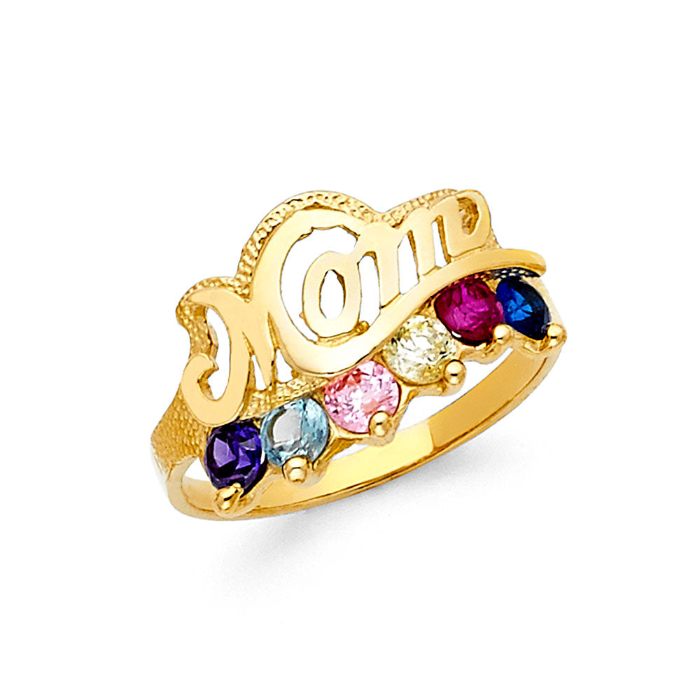14K Yellow Gold Fancy CZ & Mother's Ring - RG1977