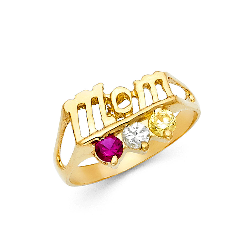14K Yellow Gold Fancy CZ & Mother's Ring - RG1978