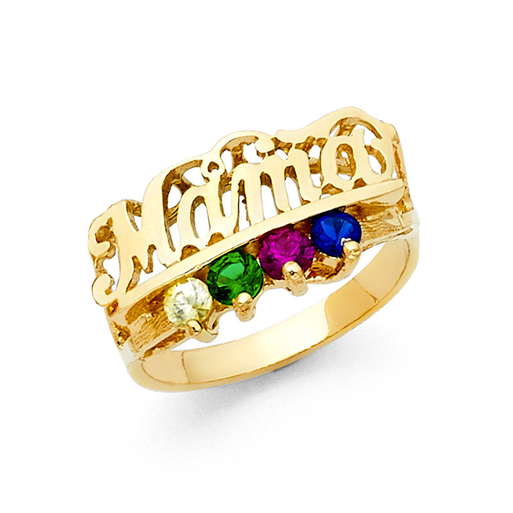 14K Yellow Gold Fancy CZ & Mother's Ring - RG1980