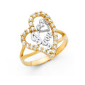 14K Yellow Gold Flower, Heart & Light Ring - RG1994