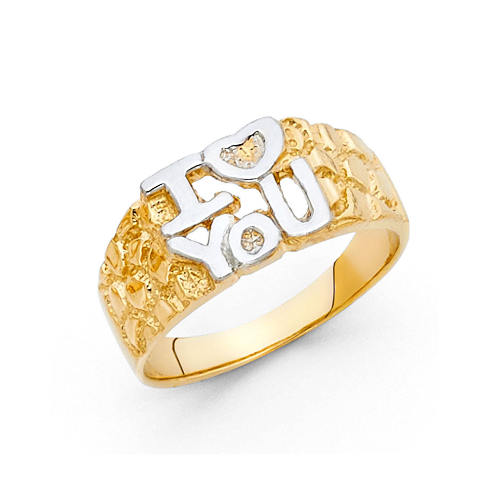 14K Yellow Gold Flower, Heart & Light Ring - RG1995